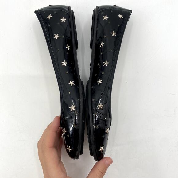 Jimmy Choo Black Patent Leather Stars Studded Ballet Flats - Picture 3 of 8